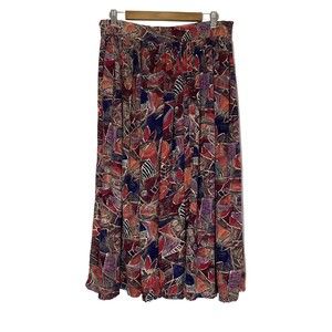 Dimiche Vintage Skirt Women’s Medium 90’s Colorful Print Midi A Line Rayon